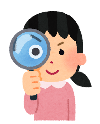 虫眼鏡で調べる女の子のイラスト