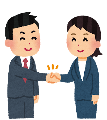 握手をする男の人と女の人のイラスト