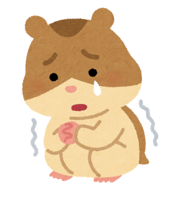 ふるえてこわがるハムスターのイラスト