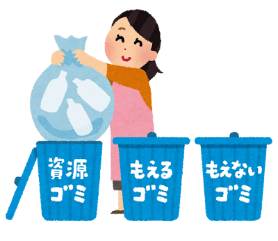 ごみを分別する女性のイラスト