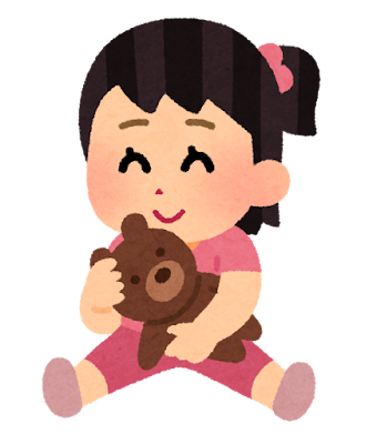 おもちゃで遊ぶ女の子のイラスト