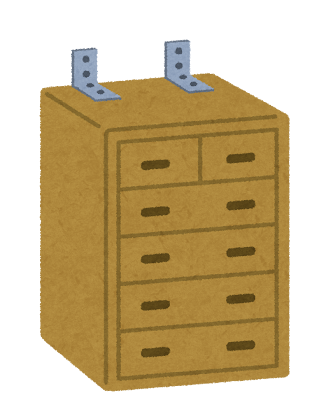 家具の転倒防止のL字型の金具のイラスト
