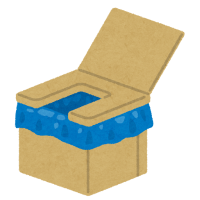 ダンボール製の簡易トイレのイラスト