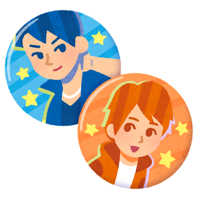 キャラクターの缶バッジのイラスト