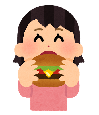 ハンバーガーを食べる人のイラスト