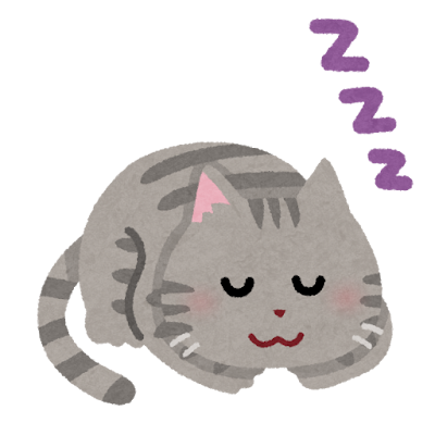 丸まって寝ている猫のイラスト