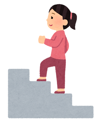 階段を登る女性のイラスト