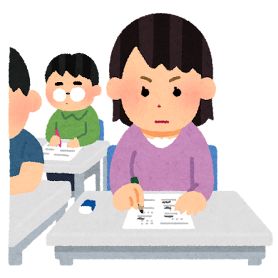 試験を受ける女性のイラスト