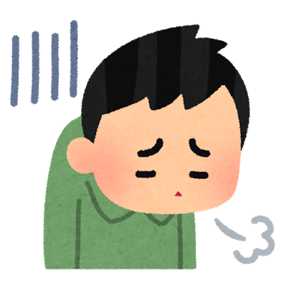がっかりしてため息をつく男性のイラスト