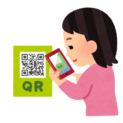 QRコードを撮影している人のイラスト