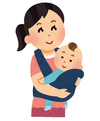 赤ちゃんを抱っこするお母さんのイラスト