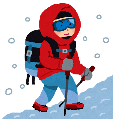 雪山を登る人のイラスト