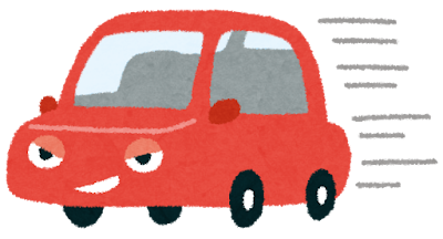 スピードを出して走る車のイラスト