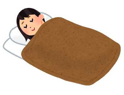 毛布をかけて寝る人のイラスト