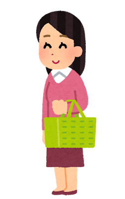 スーパーで買い物をする人のイラスト