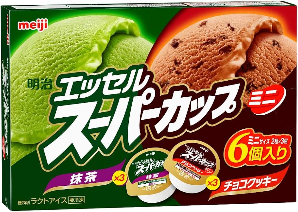 スーパーカップ ミニの抹茶とチョコクッキーの6個入りの箱