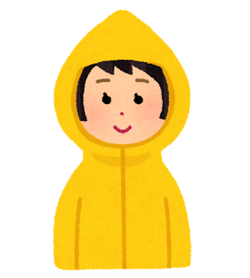 かっぱを着た女性のイラスト